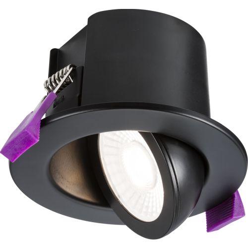 Knightsbridge Matt Black Evo 5/7w 2700/3k/4k/6k Tilt IP65 Dimmable CCT Downlight (C/O-70mm)