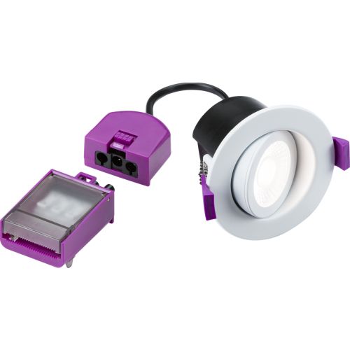 Knightsbridge White Evo 5/7w 2700/3k/4k/6k Tilt IP65 Dimmable CCT Downlight (C/O-70mm)