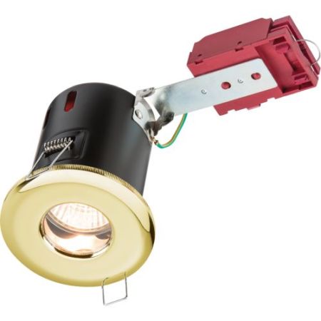 Knightsbridge (72mm) Polished Brass IP65 GU10 Fire Rated Downlight