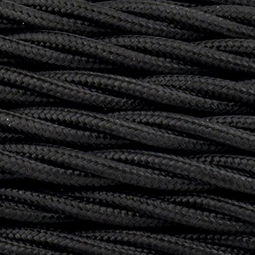 0.75mm 3c Black Braided Twisted Cable (Per Metre)