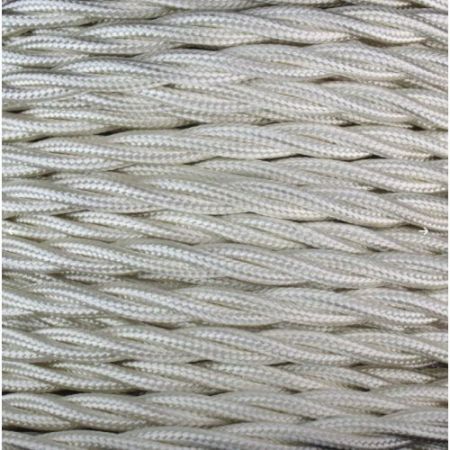 0.75mm 3c Ivory Twisted Braided Cable (Per Metre)