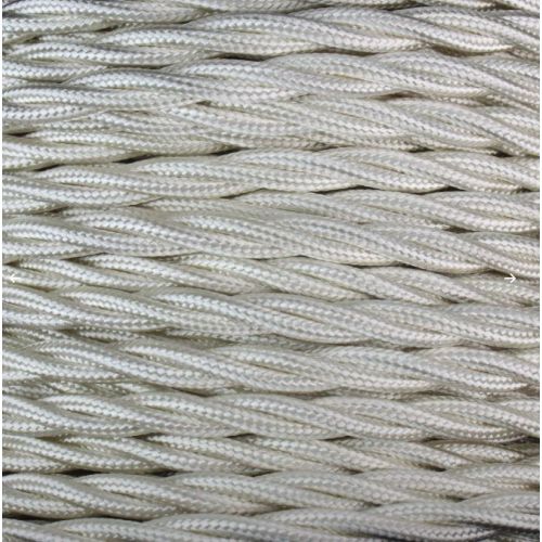 0.75mm 3c Ivory Twisted Braided Cable (Per Metre)
