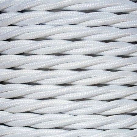 0.75mm 3c White Twisted Braided Cable (Per Metre)
