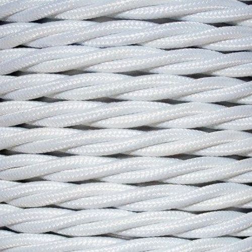 0.75mm 3c White Twisted Braided Cable (Per Metre)