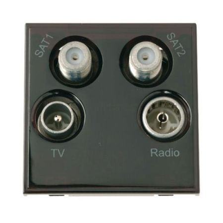 Click New Media Matt Double Media Modules Quad TV Radio Sat1 & 2 Matt Black