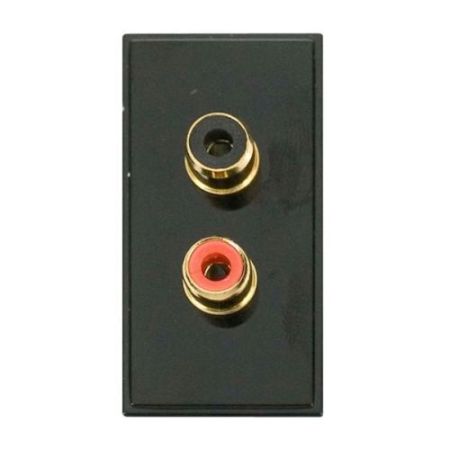 Click New Media Matt Single Media Modules Twin Rca (Phono) Matt Black