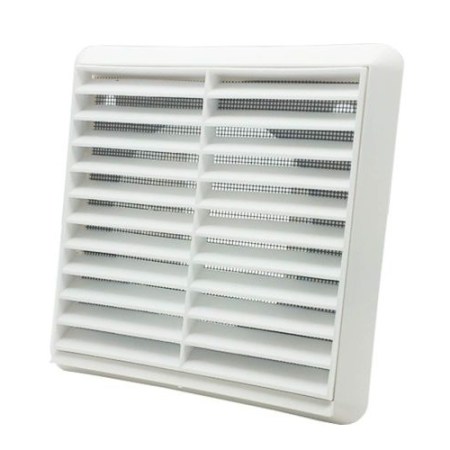 100mm White Louvred Grill With Fly-Screen