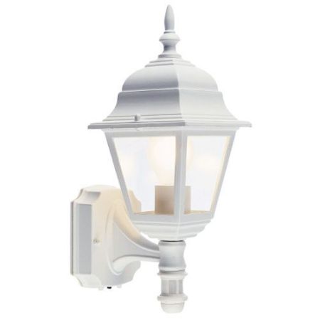 4 Sided White Coach Lantern + PIR