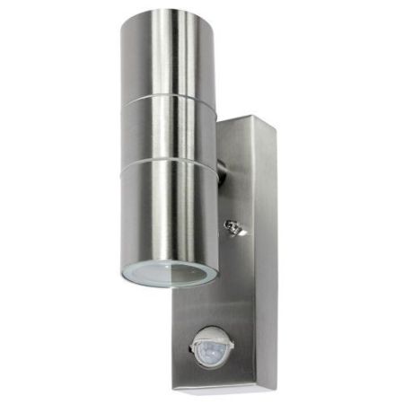 Up/Down Stainless Steel Wall Light + PIR