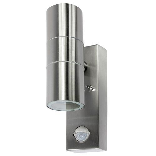 Up/Down Stainless Steel Wall Light + PIR