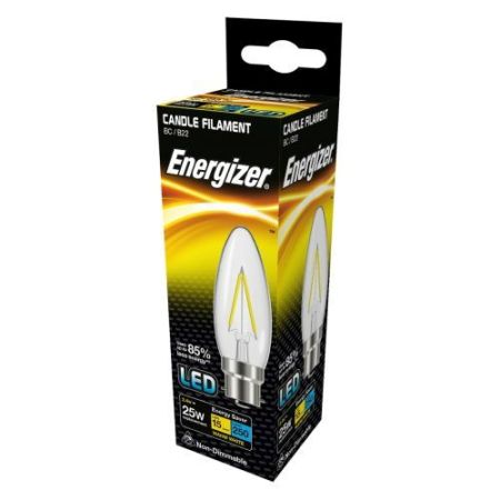 Energizer LED Filament Candle BC 2.4w 25w Clear Warm White
