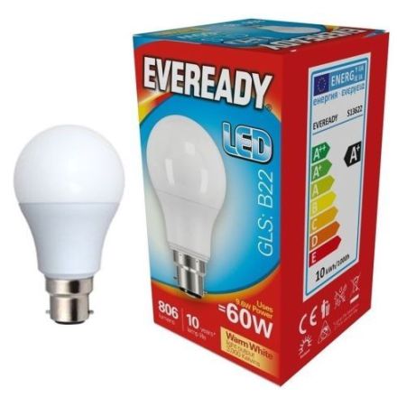LED GLS BC 8.2w=806l=60w Opal Warm White 2700k