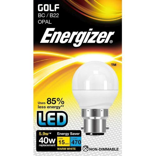 Energizer LED Golfball 5.2w=470l=40w BC Opal Warm White