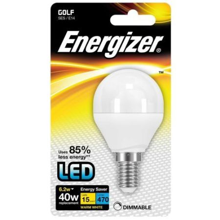 Energizer LED Golfball 4.5w=470l=40w SES Opal Warm White Dim