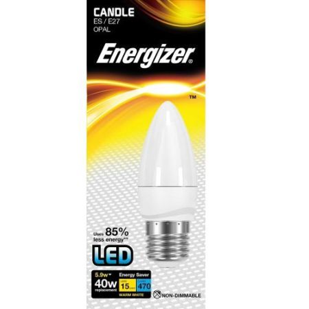 Energizer LED Candle 5.2w=470l=40w ES Opal Warm White