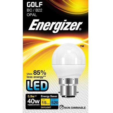 Energizer LED Golfball BC 5.9w=520l=40w Opal Daylight