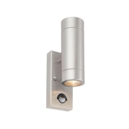 Saxby Palin Stainless Steel IP44 Twin Wall Spot + PIR