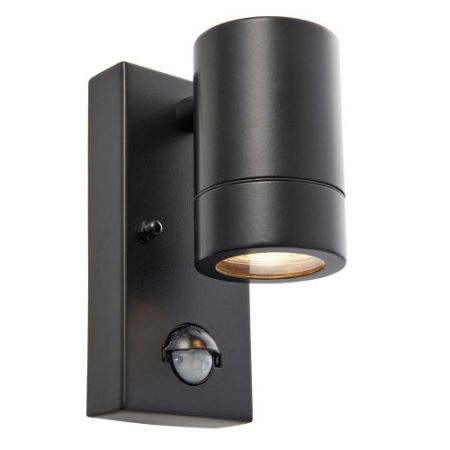 Saxby Palin Matt Black IP44 GU10 Single Wall Spot + PIR