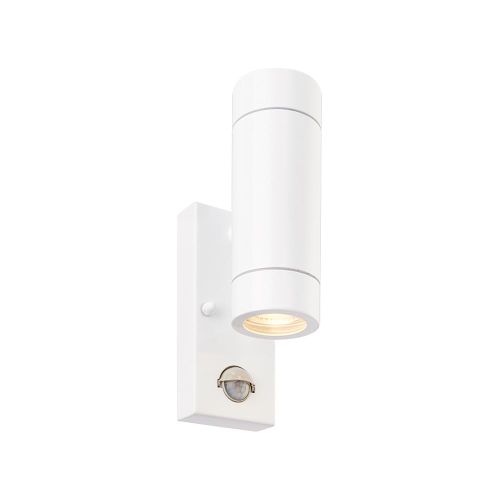 Saxby Palin Up/Down Gloss White IP44 PIR Wall Light