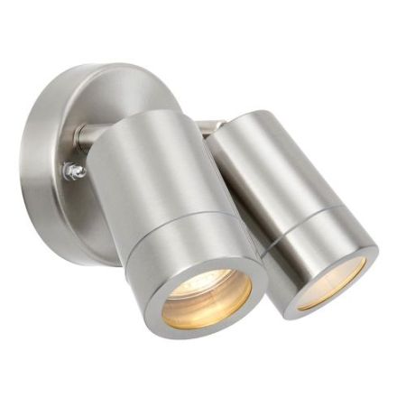 Saxby Palin Stainless Steel IP44 GU10 Twin Wall Spot