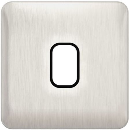 Schneider Lisse Screwless Brushed Chrome 1G Grid Plate Black Insert