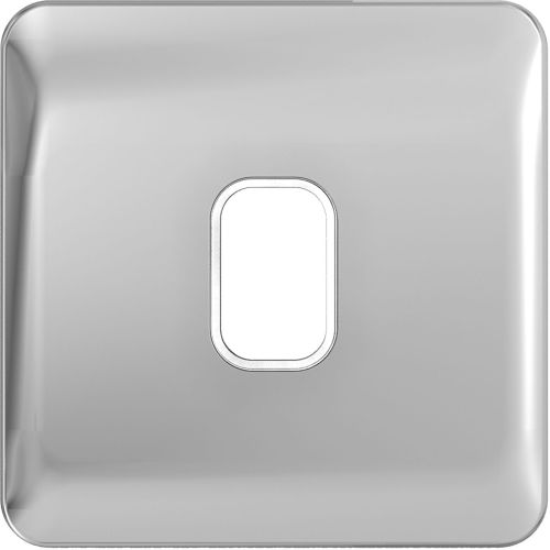 Schneider Lisse Screwless Polished Chrome 1G Grid Plate White Insert