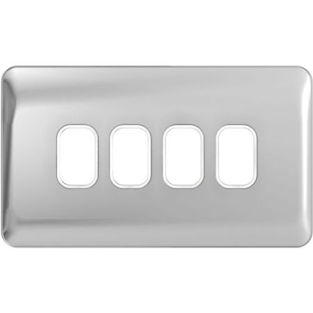 Schneider Lisse Screwless Polished Chrome 4G Grid Plate White Insert