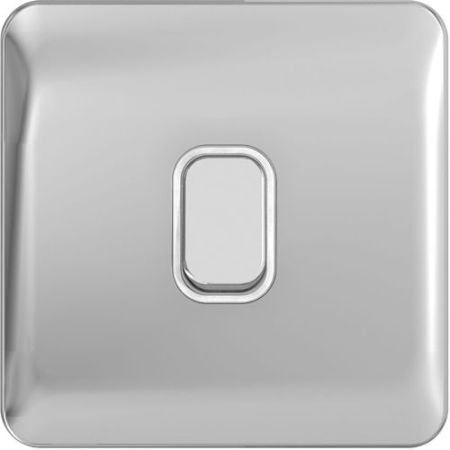 Schneider Lisse Screwless Polished Chrome 1G 2w Switch White Insert