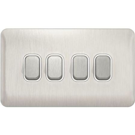 Schneider Lisse Screwless Brushed Chrome 4G 2w Switch White Insert