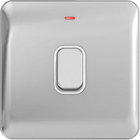 Schneider Lisse Screwless Polished Chrome 20A Sp Switch + Neon White Insert