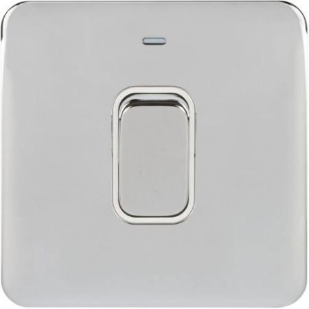 Schneider Lisse Screwless Polished Chrome 1G 45A DP Switch White Insert