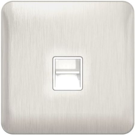 Schneider Lisse Screwless Brushed Chrome Slave Tel White Insert
