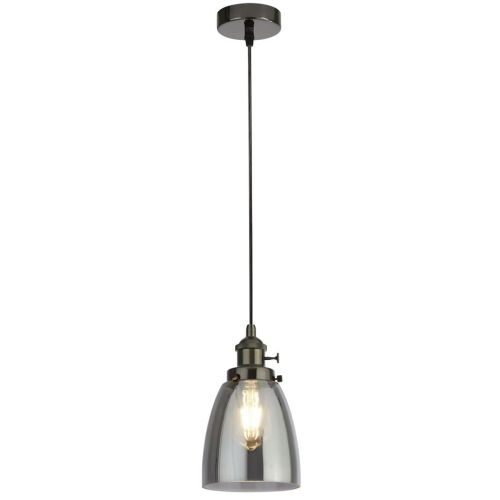 Searchlight Camden Ceiling Pendant - Black Chrome & Smoked Glass