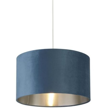 Searchlight Drum Shade - Teal Velvet With Silver Inner