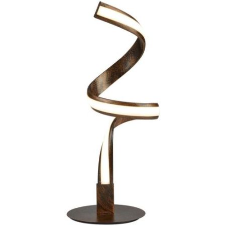 Searchlight Ribbon LED Twist Table Lamp - Rustic Black/Gold Metal & Opal