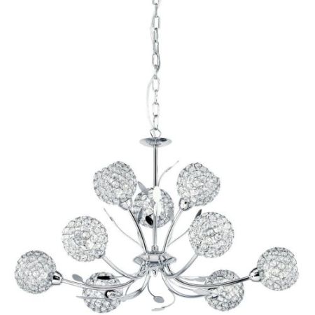 Searchlight Bellis Ii 9lt Ceiling Light - Chrome & Clear Glass Shade