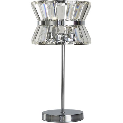 Searchlight Uptown 2lt Table Lamp - Chrome Metal & Clear Crystal