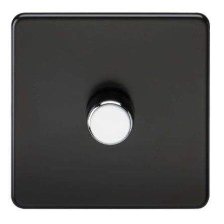 Knightsbridge S/Less 1G 2w Dimmer M/Blk