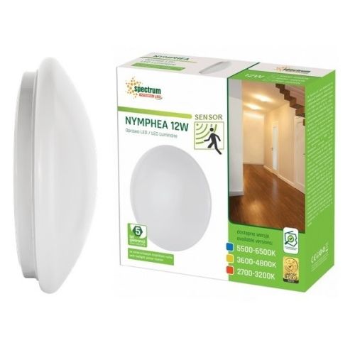 12w (900lm) LED Polo Round IP20 Bulkhead With Microwave Sensor