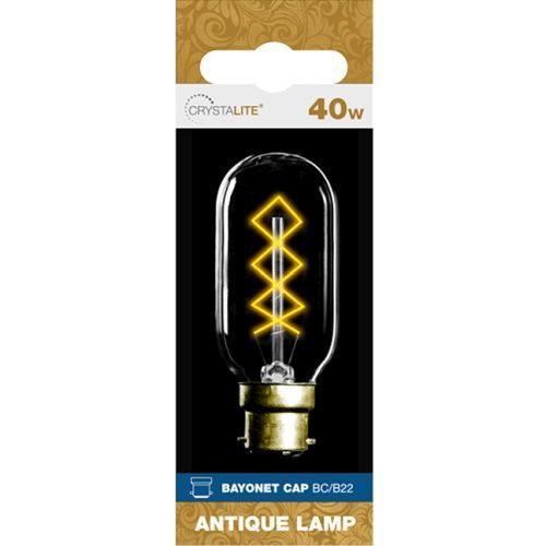 Status Ant Fil T45 Tubular 40w BC G/Tin Diamond