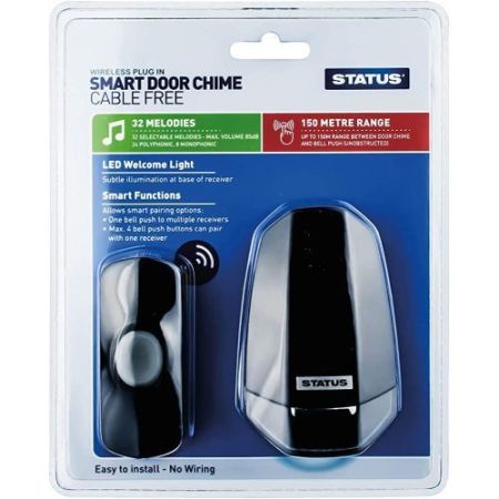 Status Door Chime Black Plug In With Night Light