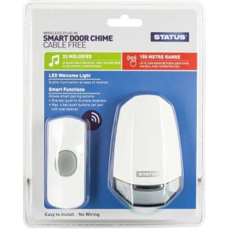 Status Door Chime White Plug In With Nightlight
