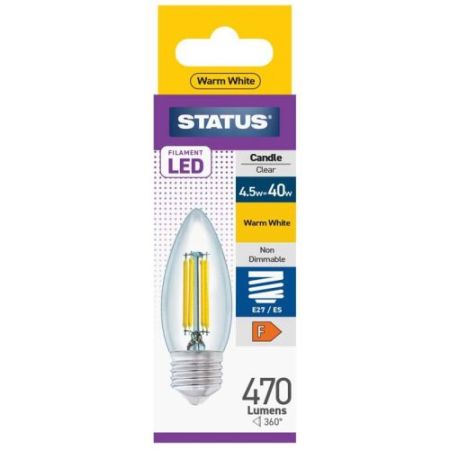 Status LED Filament Candle 4w=40w ES Pearl Warm White