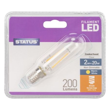 Status LED Filament Cooker Hood 2w SES Clear Warm White Clam Pack