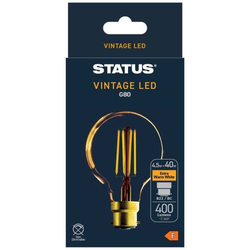 Status LED Ant.Filament G80 BC 4w Gold Tint