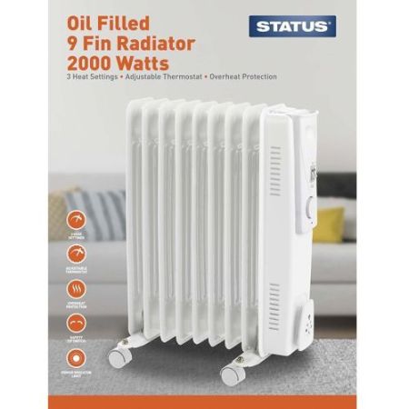 Status 2kw 9 Fin Oil Filled Radiator