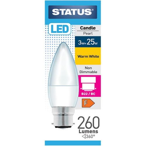 Status LED Candle 3w=275l=25w BC Pearl Warm White