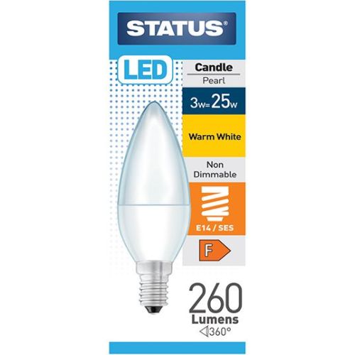 Status LED Candle 3w=275l=25w SES Pearl W/W