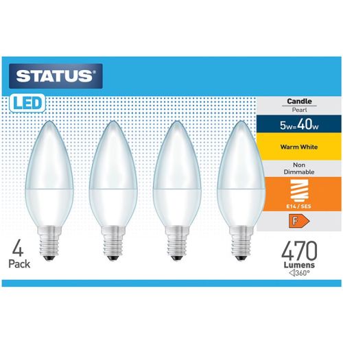 Status LED Candle 5w=40w=470l SES Opal Warm White 4pack