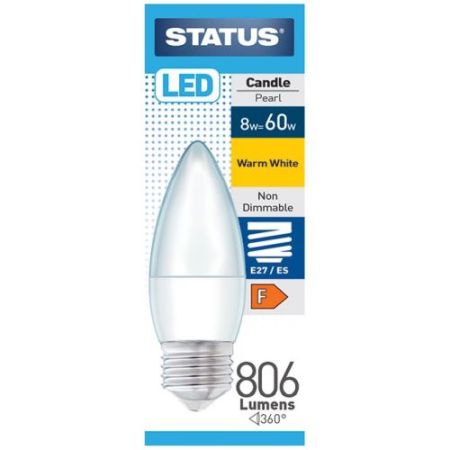 Status LED Candle ES 8w=806l=60w Opal Warm White
